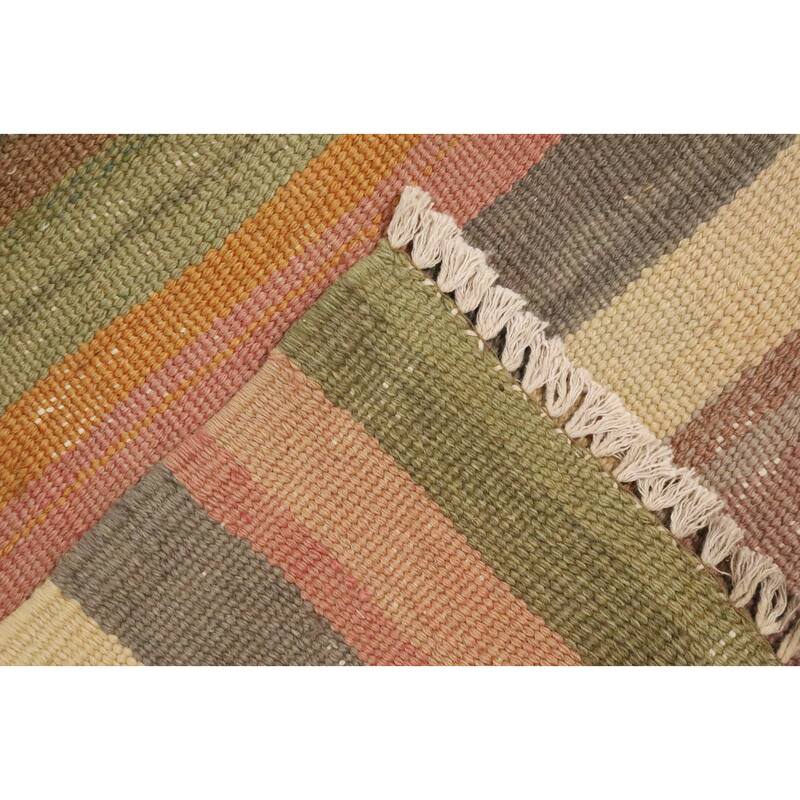 Hand Woven Oriental 100% Wool Carpet Southwestern Tribal Multi-Colored Kilim Area Rug - 10' 7'' X 5' 9''