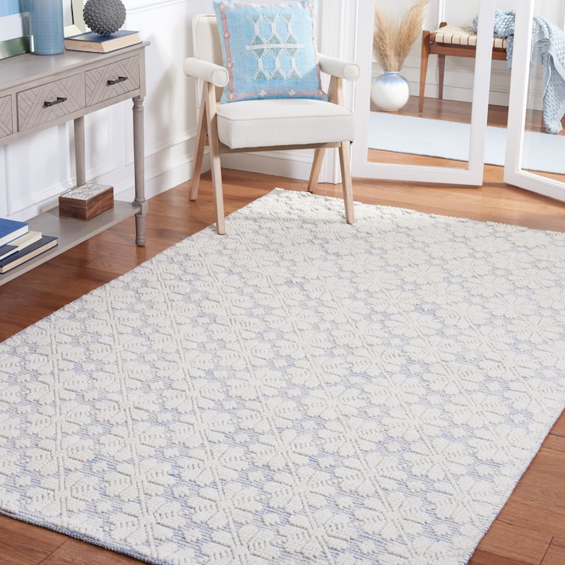 SAFAVIEH Handmade Vermont Jolie Wool Rug - 4' x 6' - Ivory/Blue
