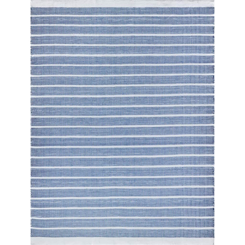 EXQUISITE RUGS Boca Indoor/Outdoor Flatweave PET yarn Ivory/Blue Area Rug.