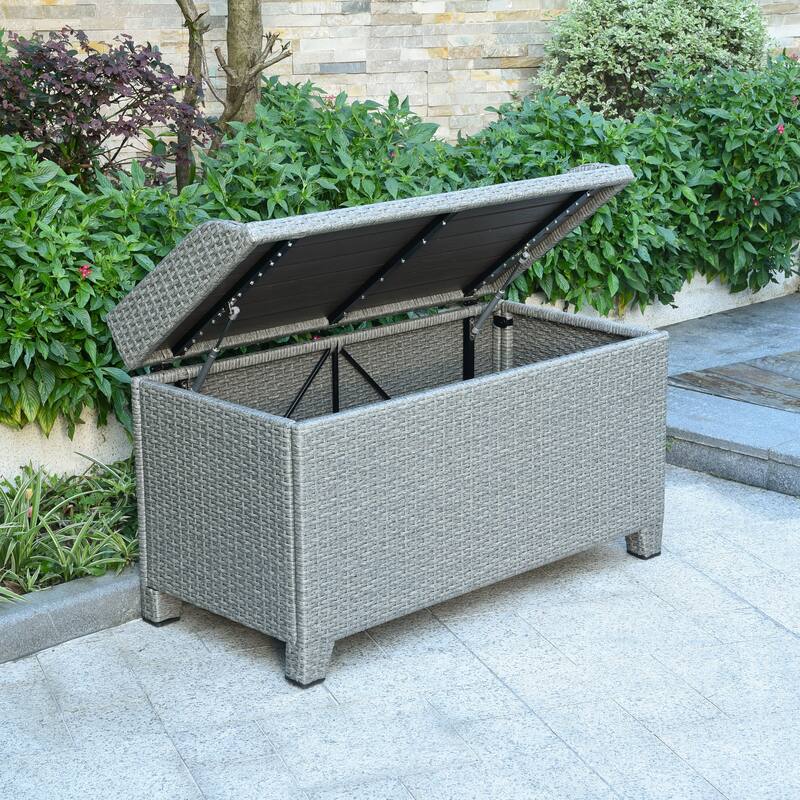 Barcelona Resin Wicker/Aluminum Outdoor Storage Bench