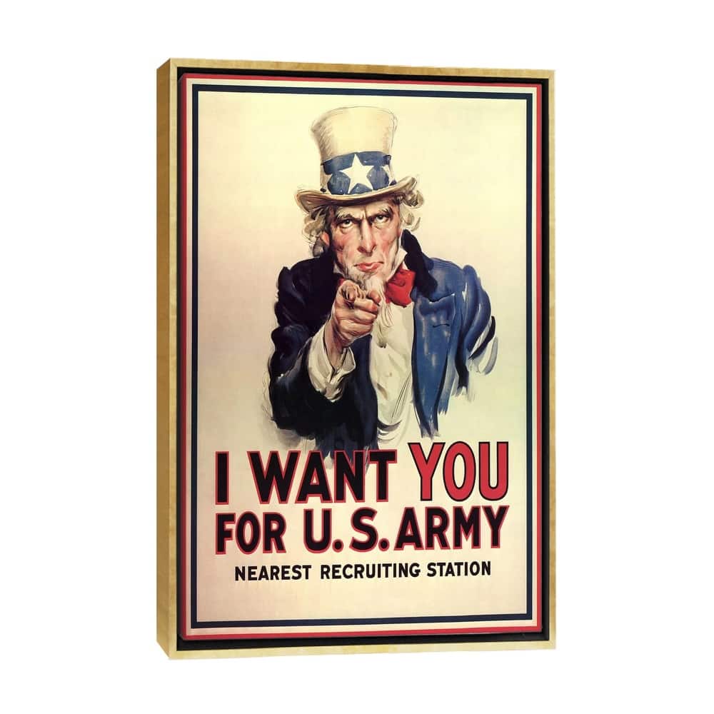 iCanvas "Uncle Sam- I Want You Vintage Poster, J. M. Flagg" by j. M. Flagg Framed Canvas Print