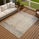 preview thumbnail 1 of 118, Machine Washable Indoor/ Outdoor Traditional Border Chantille Rug Beige - 10' x 14'