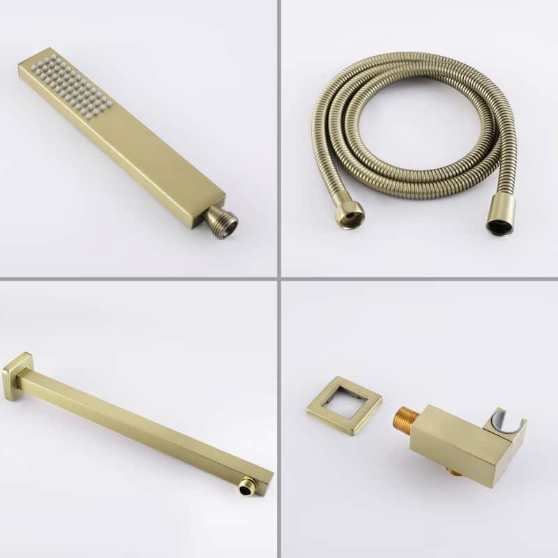 Wall Mounted Shower Faucet With Hand Shower Modern Shower System Set 10 Inch Rainfall Shower Head With Pressure Balance Valve