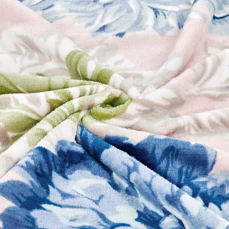 Printed Flannel Tropical Flower French / Puerto Rico Floral Throw