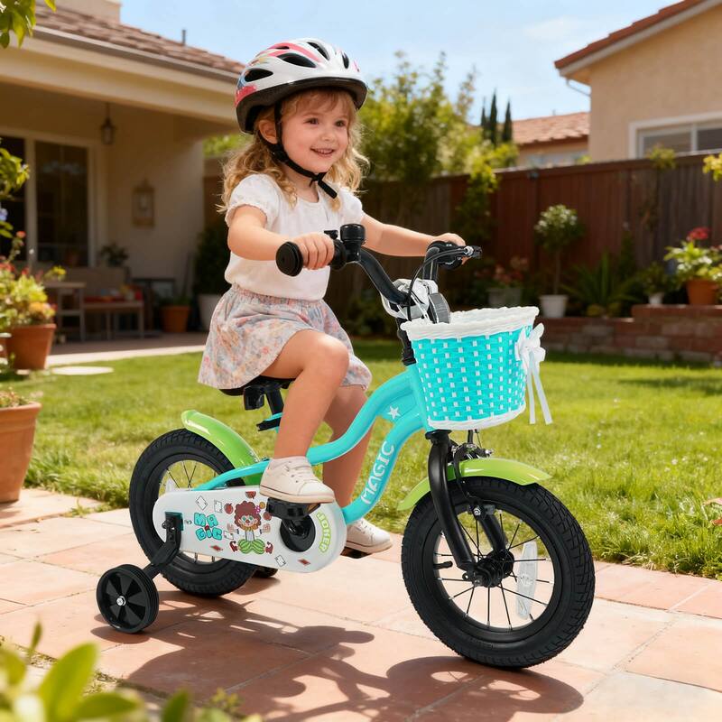 Costway 12”/14”/16”/18” Kids Bike with Training Wheels, Basket, Hand & - See Details