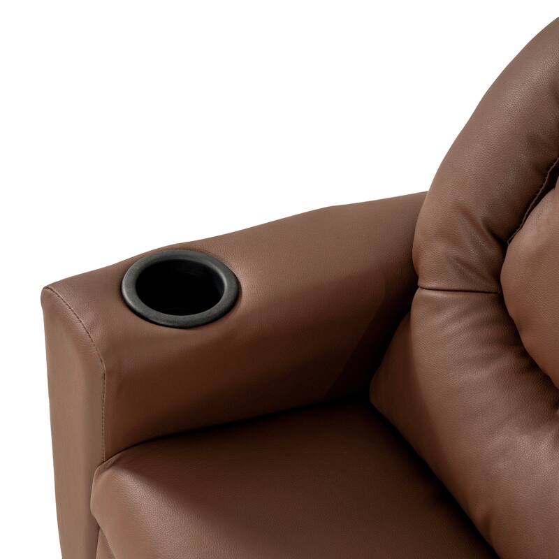 PVC Kids Recliner Chair with Push-Back Reclining Function, Cup Holder, and Comfortable Footres