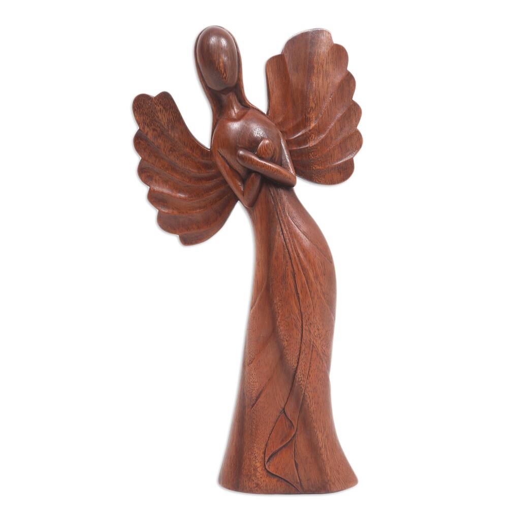 Novica Handmade Angel Of Warmth Wood Sculpture