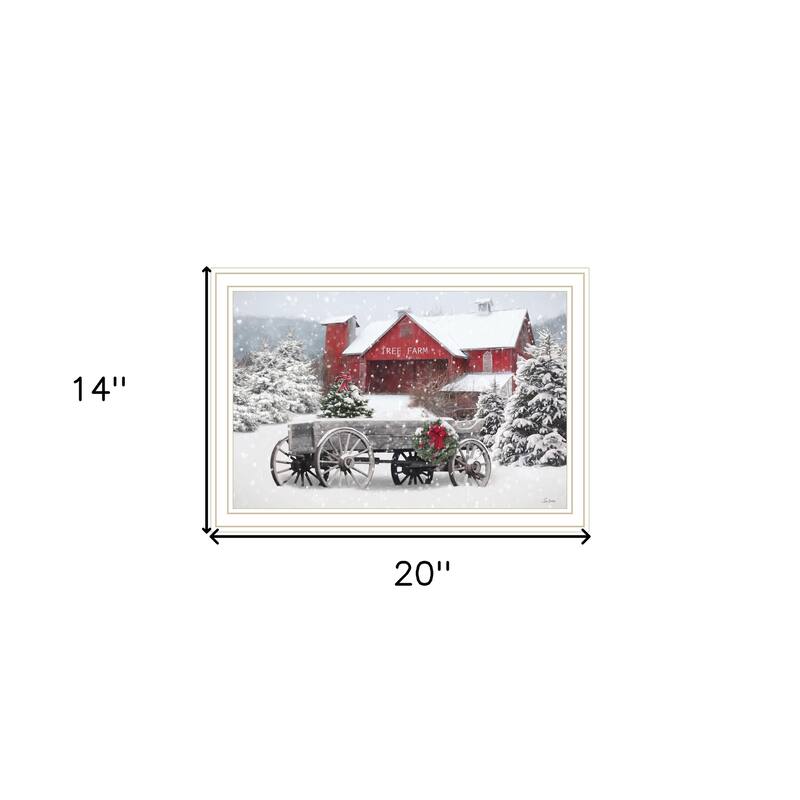 HomeRoots Tree Farm Wagon White Framed Wall Art