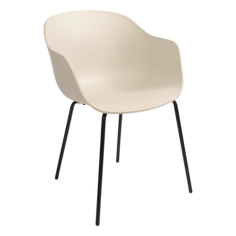Furnish Theory Curve-K ML Indoor/Outdoor Dining Armchairs Arm Chairs w Polypropylene Shell & Powder-Coated Steel Legs (Set of 2)