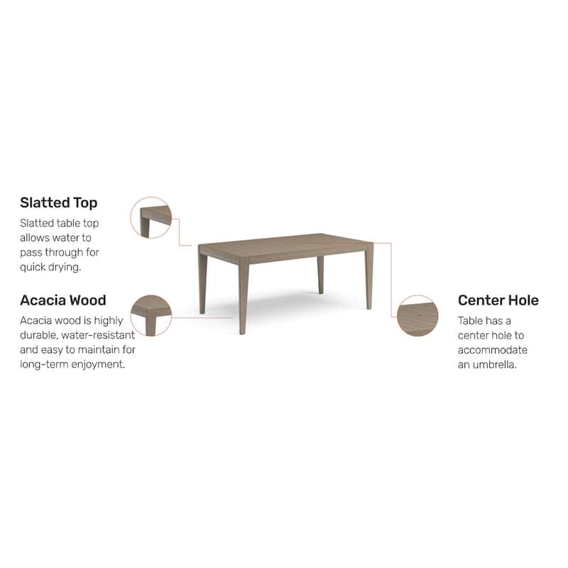 Homestyles Sustain Brown Wood Outdoor Dining Table - 66" x 36" x 30"