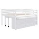preview thumbnail 48 of 144, Twin/Full Size Low Loft Bed with Retractable Writing Desk and 4 Drawers, Wooden Loft Bedframe w/ Lateral Portable Desk & Shelves