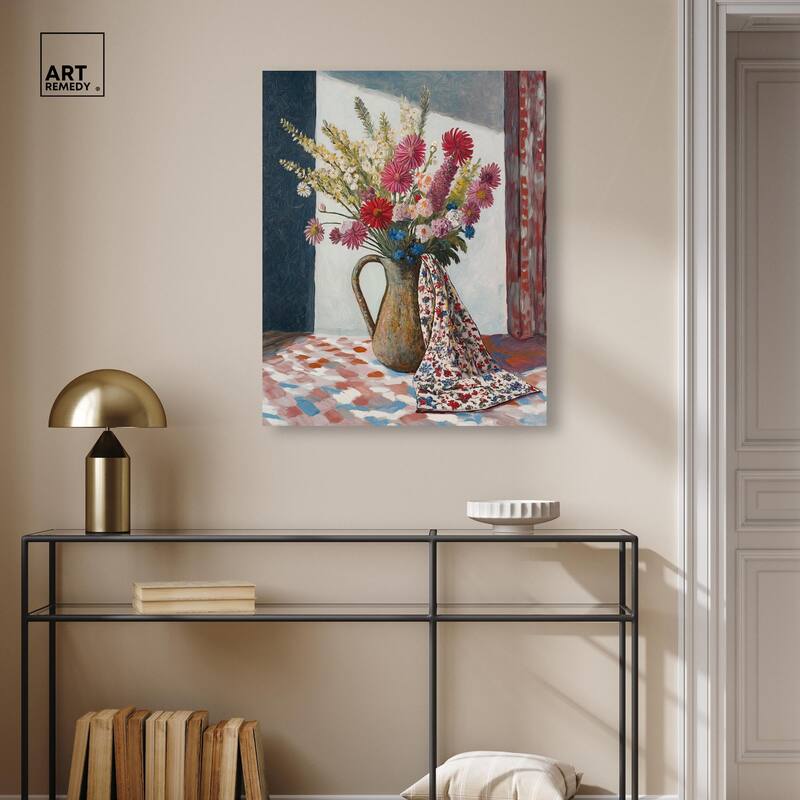 Draped in Flowers Canvas by Art Remedy, Gallery Wrapped