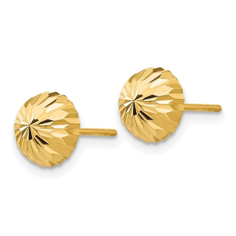 Curata 14k Yellow Gold Sparkle-Cut 8mm Domed Post Earrings