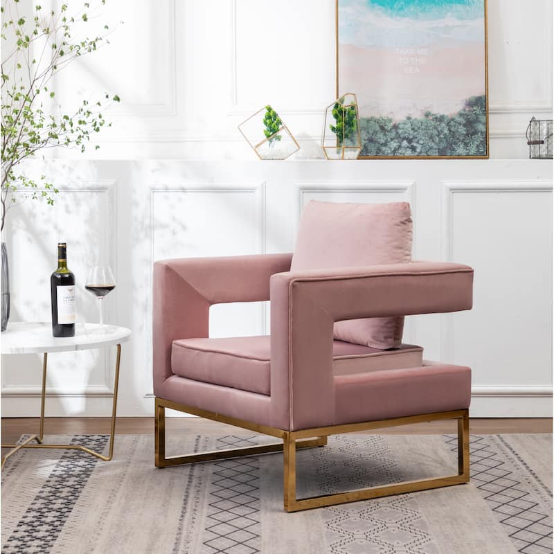 Contemporary Upholstered Accent Arm Chair - Pink