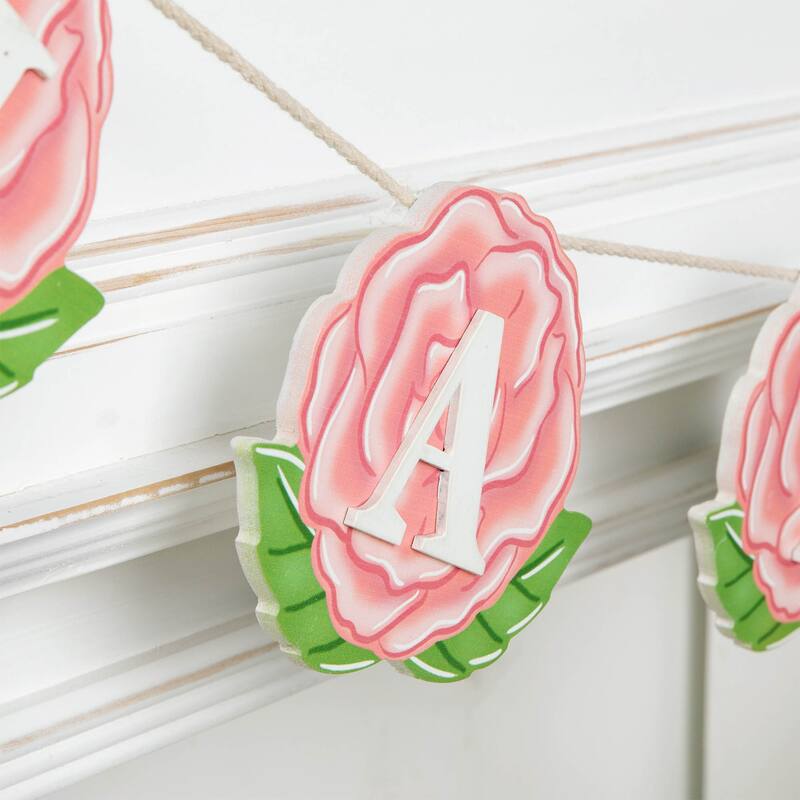 Glitzhome Set of 2 Happy Mothers Day Wooden Garland