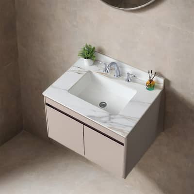 31" Bathroom Marble Undermount Vanity Top with 4" Height Backsplash