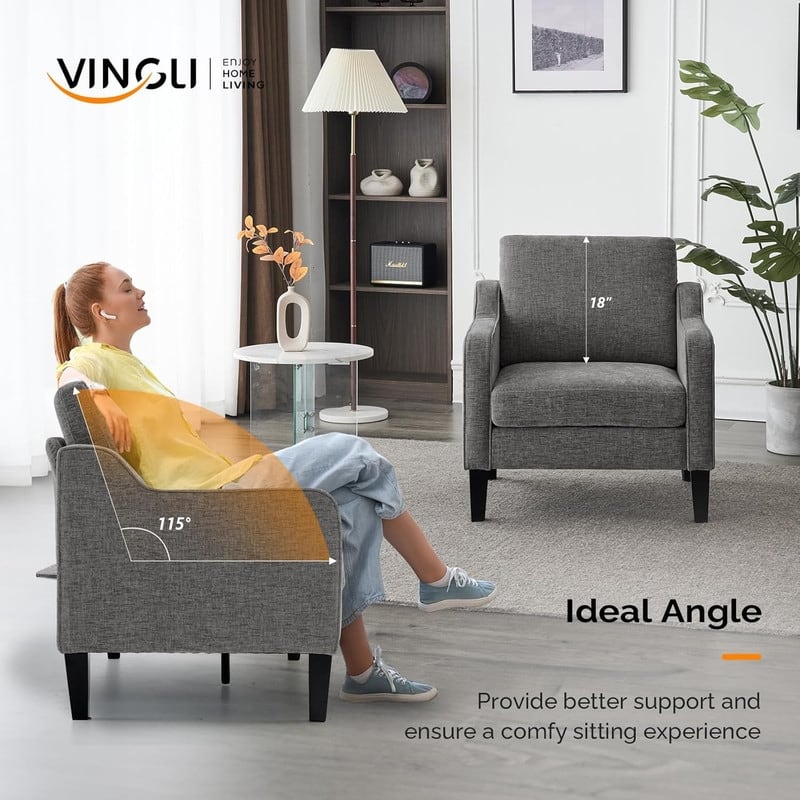 VINGLI Mid Century Modern Fabric Accent Chair
