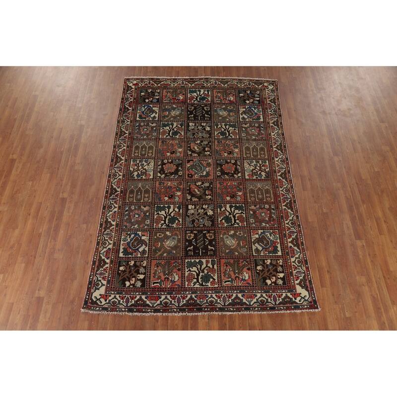 Traditional Bakhtiari Vintage Persian Rug Hand-Knotted Wool Carpet - 6'5" x 9'7"