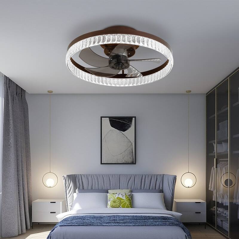 Modern Ceiling Fan Light with Adjustable Color Temperature and Remote Control, 6 Wind Speeds for Bedroom and Living Room
