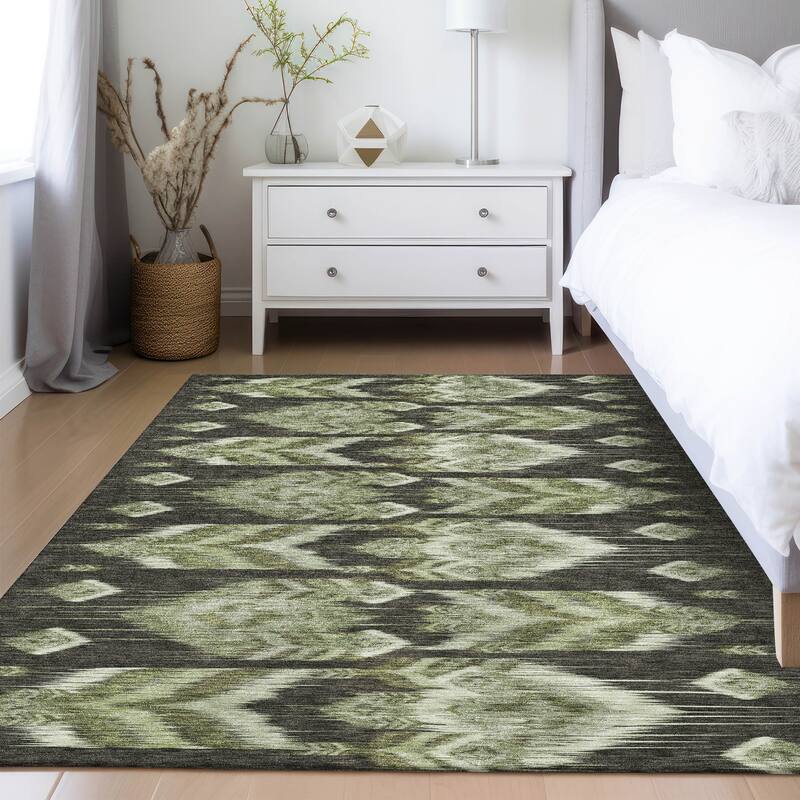 Machine Washable Indoor/ Outdoor Chantille Abstract Boho Rug