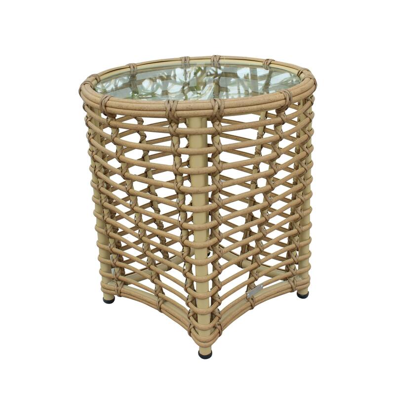 Renava Sandra Outdoor Beige Wicker End Table