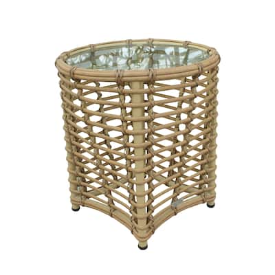 Renava Sandra Outdoor Beige Wicker End Table