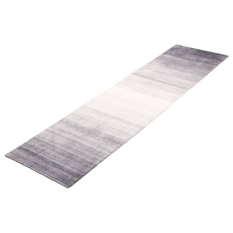 ECARPETGALLERY Hand Loomed Kashkuli Gabbeh Light Grey Wool Rug - 2'7 x 10'0