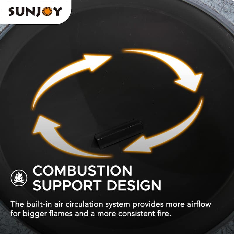 Sunjoy Stone 26 in. Round Wood Burning Firepit