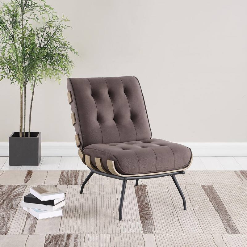 Tyler Accent Tufted Chair with Metal Leg - Dark Brown