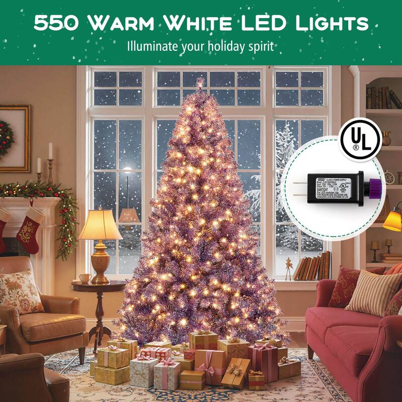 Costway 6.5 FT/7.5 FT Artificial Xmas Tree with 250/550 White LED - See Details