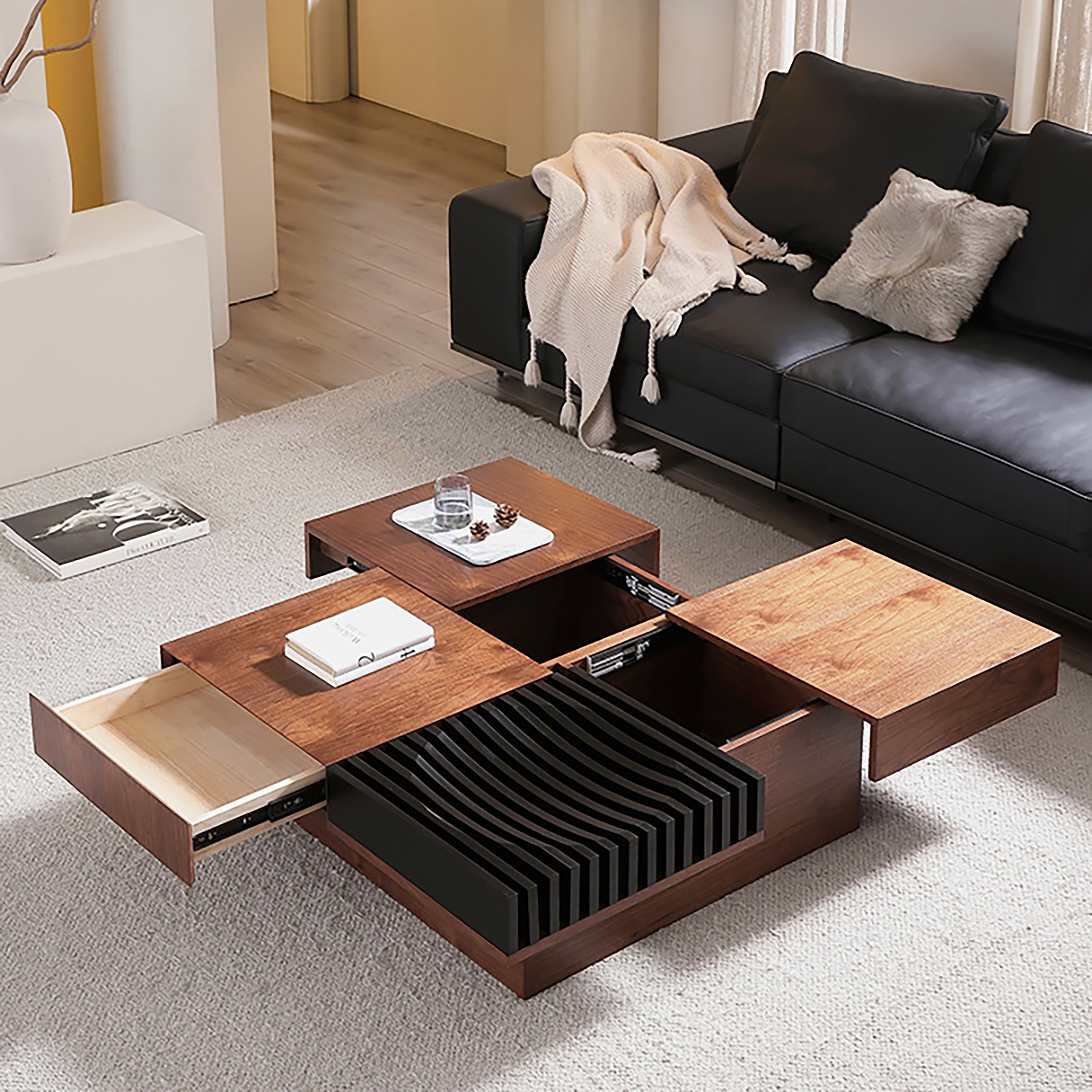 Mid Century Modern Square Coffee Table Walnut Wood Finish Living Room Table On Sale Bed Bath Beyond 39696769