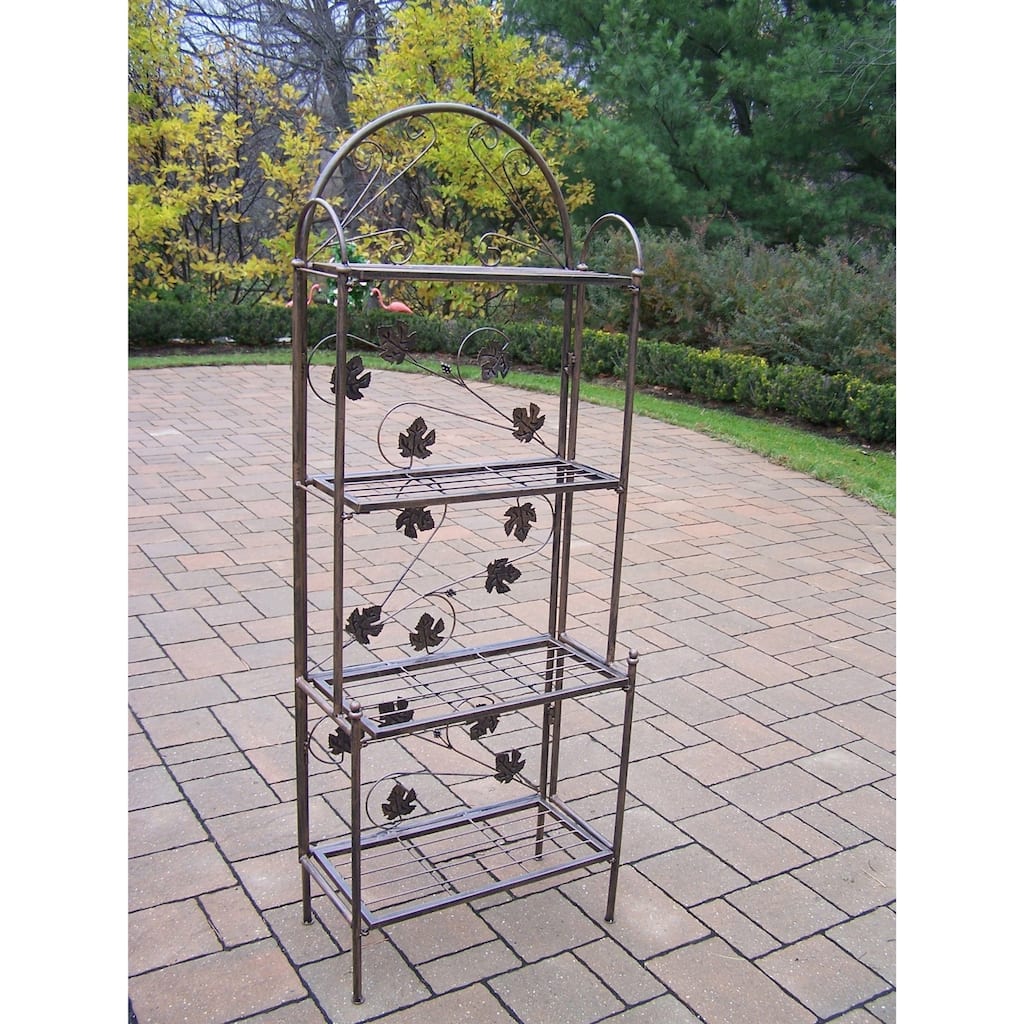 Daily Boutik Cast Iron Bakers Rack with Grape Vine Design in Antique Bronze