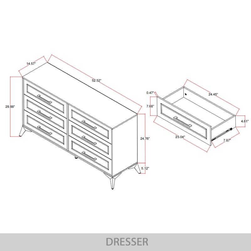 CraftPorch Contemporary Dresser with 6 Drawers