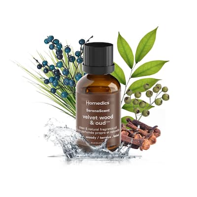 Homedics SereneScent™ Velvet Wood & Oud 15 mL Premium Fragrance Oil | Made for ARMH‑680 Waterless Diffuser - N/A