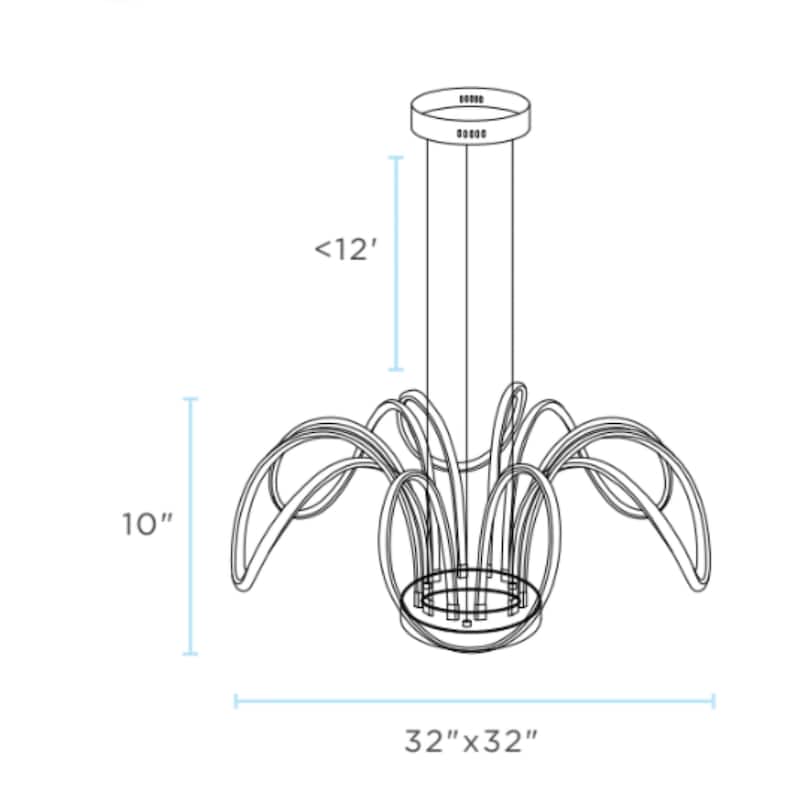 6 Petal Flower Integrated LED Dimmable Chrome Chandelier