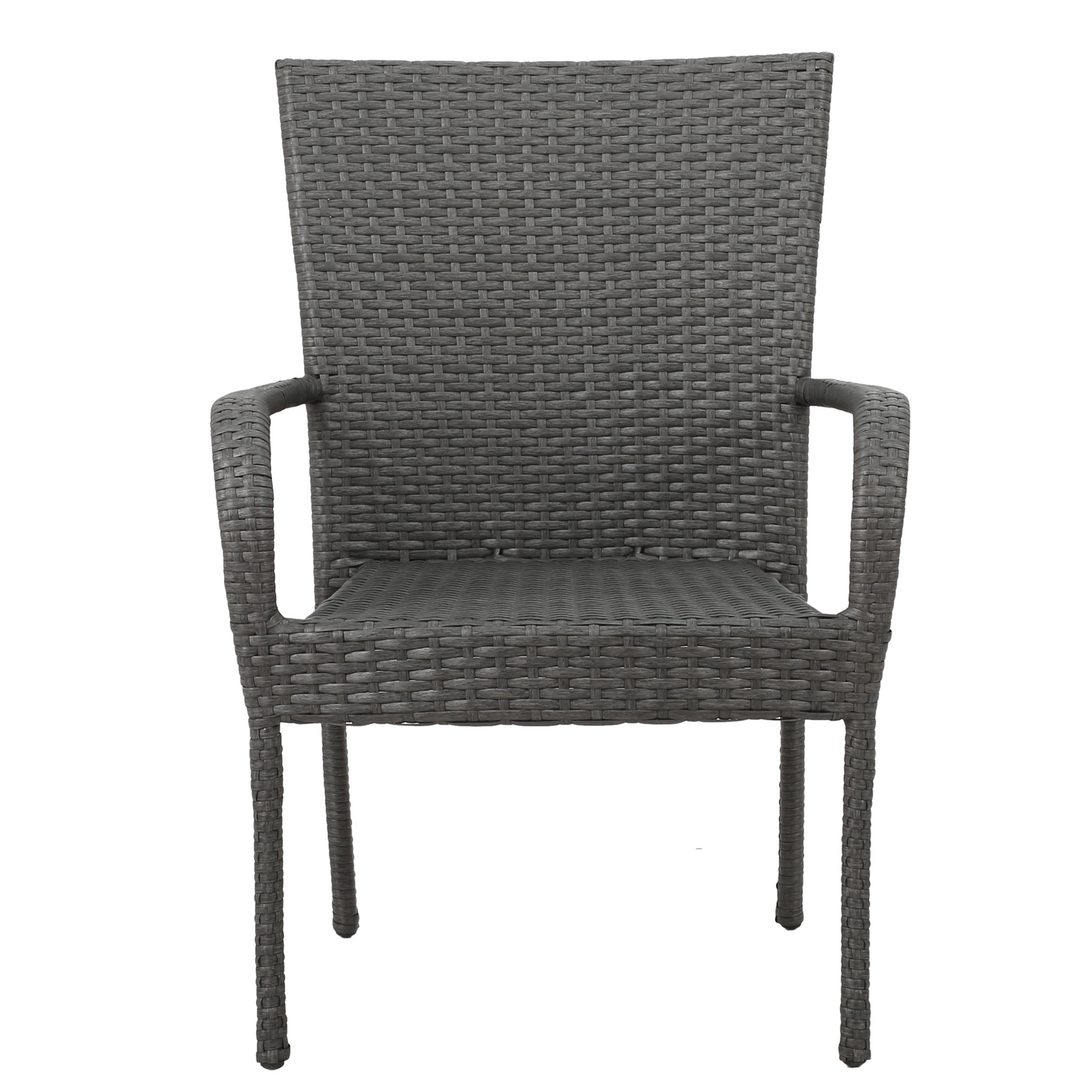 Benhill Outdoor Contemporary Wicker Stacking Chairs Set of 4 by