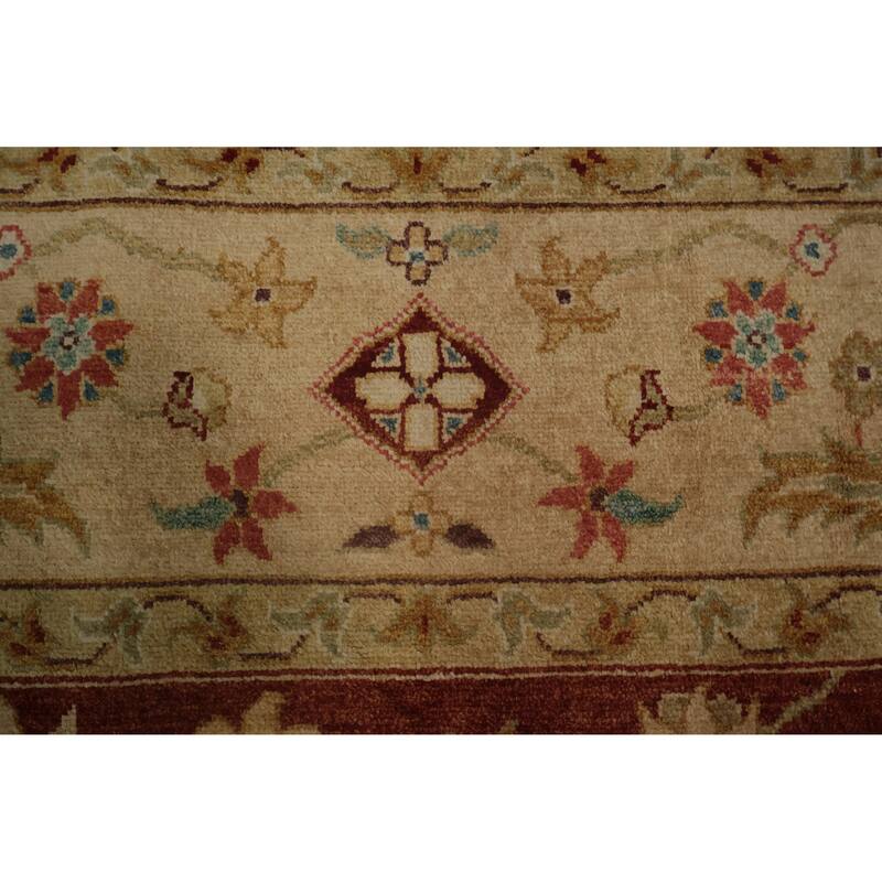Hand Knotted Oriental 100% Wool Carpet Traditional All-Over Oranges & Rust Peshawar Area Rug - 9' 7'' X 7' 7''