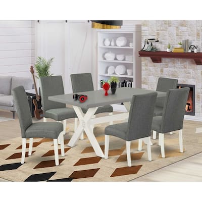 7-Piece Rectangle Natural Oak Finish Solid Wood Top Dining Table with 6-Chairs with