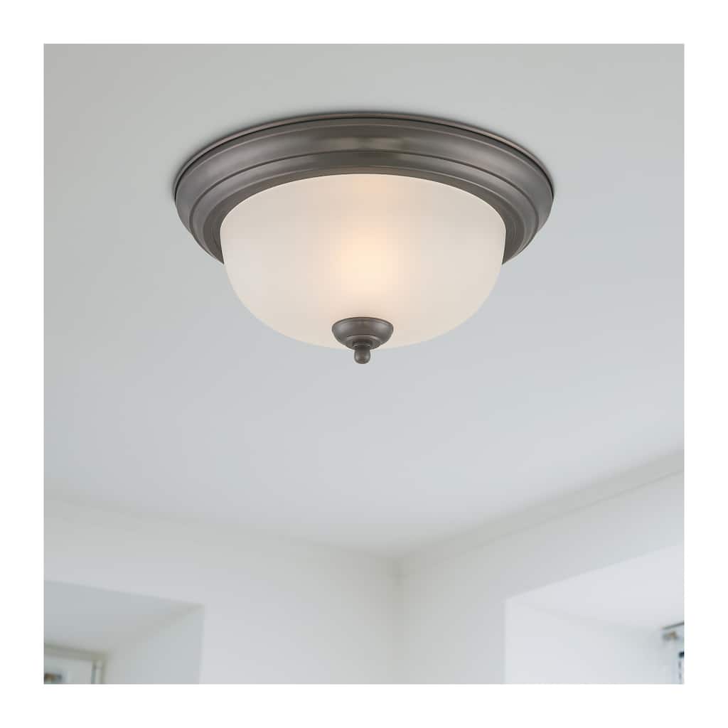 Elk Home Pendenza Oiled Bronze With White Glass Flush Mount