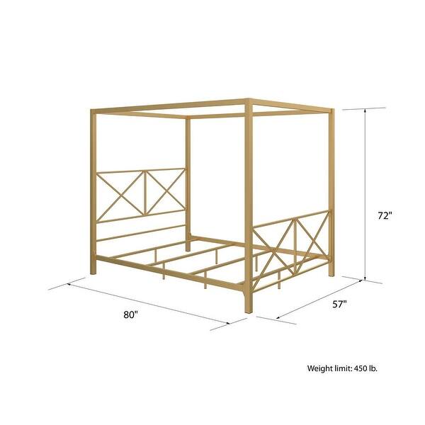 dimension image slide 1 of 4, Avenue Green Rosemarie Goldtone Metal Canopy Bed