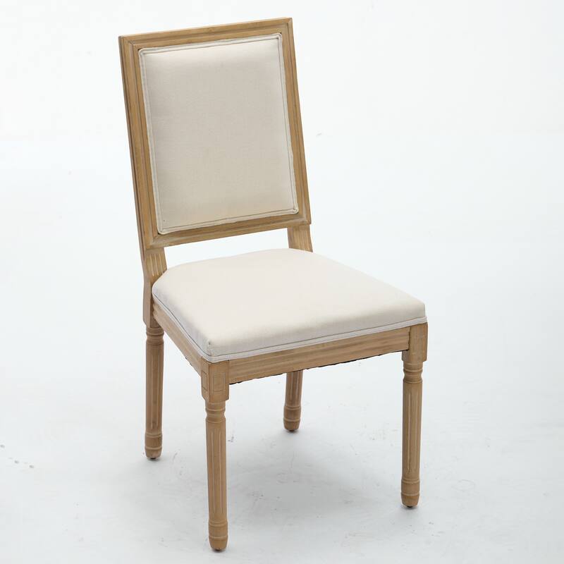 French Decor Chairs Set of 2,Louis Chairs with Square Backrest and Exquisitely Carved Solid Wood Frame