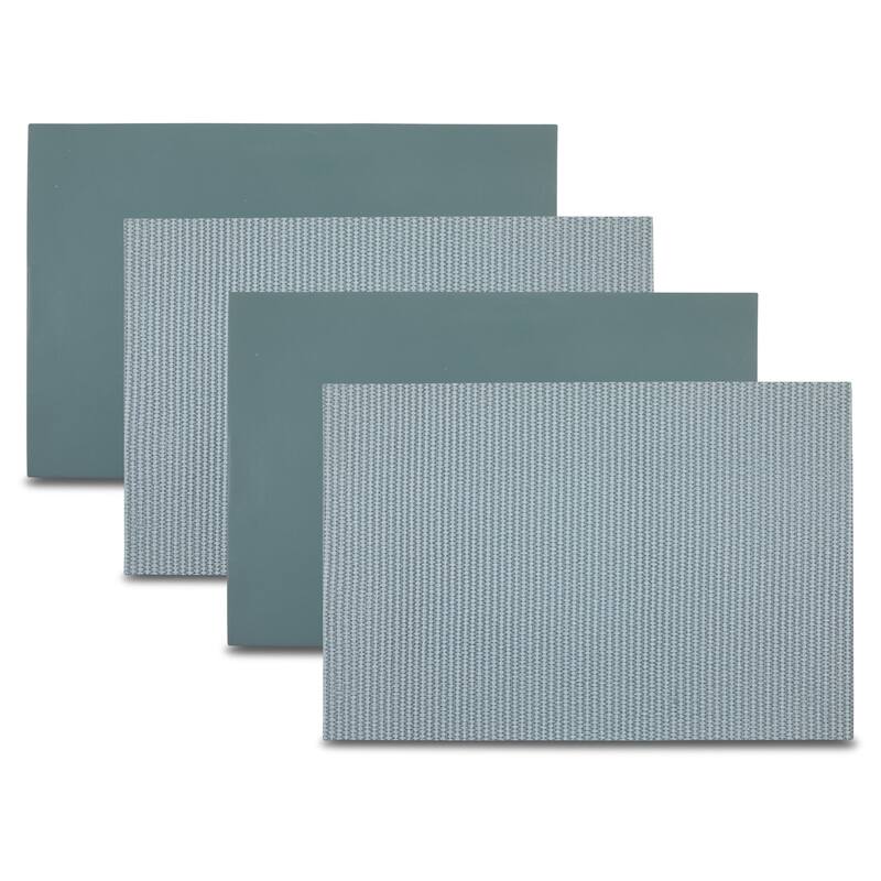 Dainty Home Exeter Premium Vegan Leather Reversible 2 Pattern Rectangular Placemat Set Of 4 - Blue