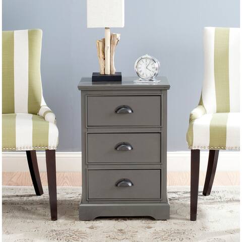 SAFAVIEH Griffin Grey 3-Drawer Storage Side Table - 17.7" x 13.8" x 26.8"