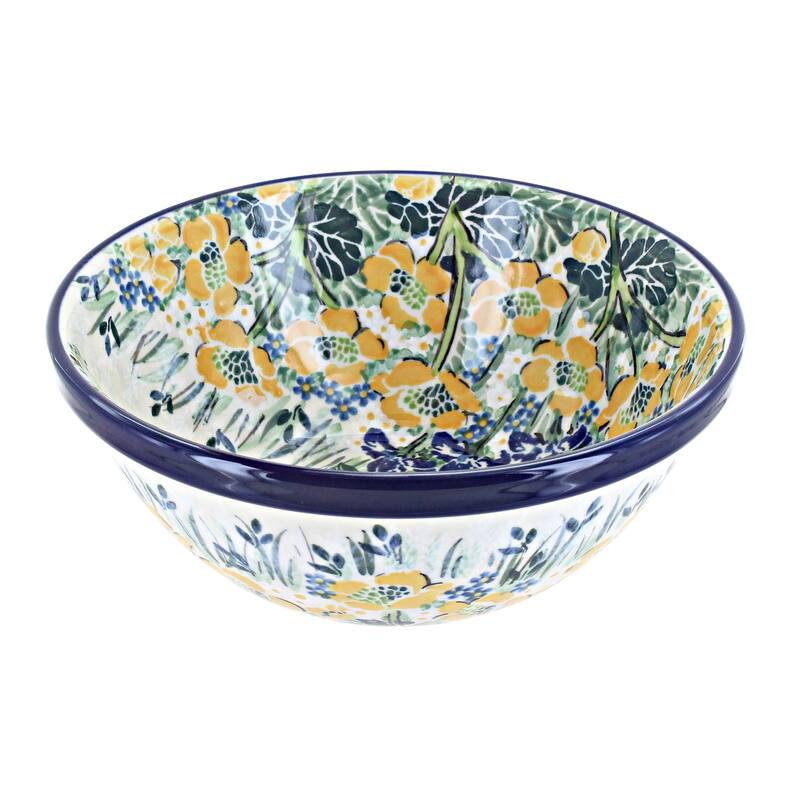 Blue Rose Polish Pottery Ceramika Artystyczna Cereal Bowl
