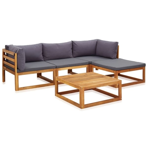 Vidaxl 5 piece garden lounge set with cushions 2025 solid acacia wood