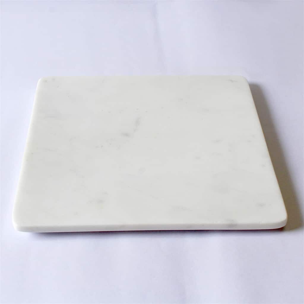 Med. Square Marble Platter 10" x 10" - White