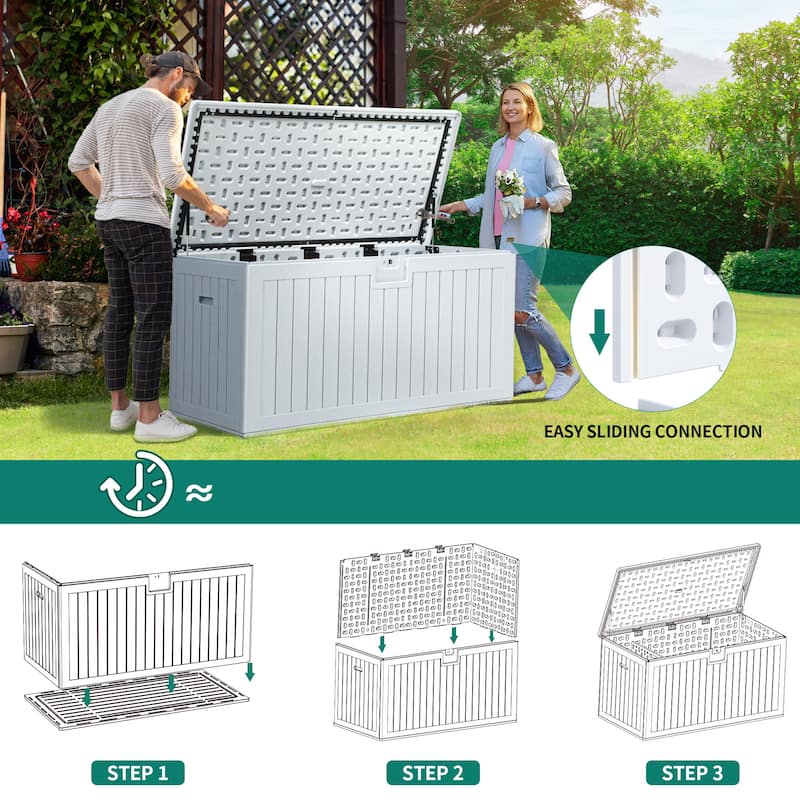 150 Gallon Outdoor Storage Waterproof Deck Box - N/A