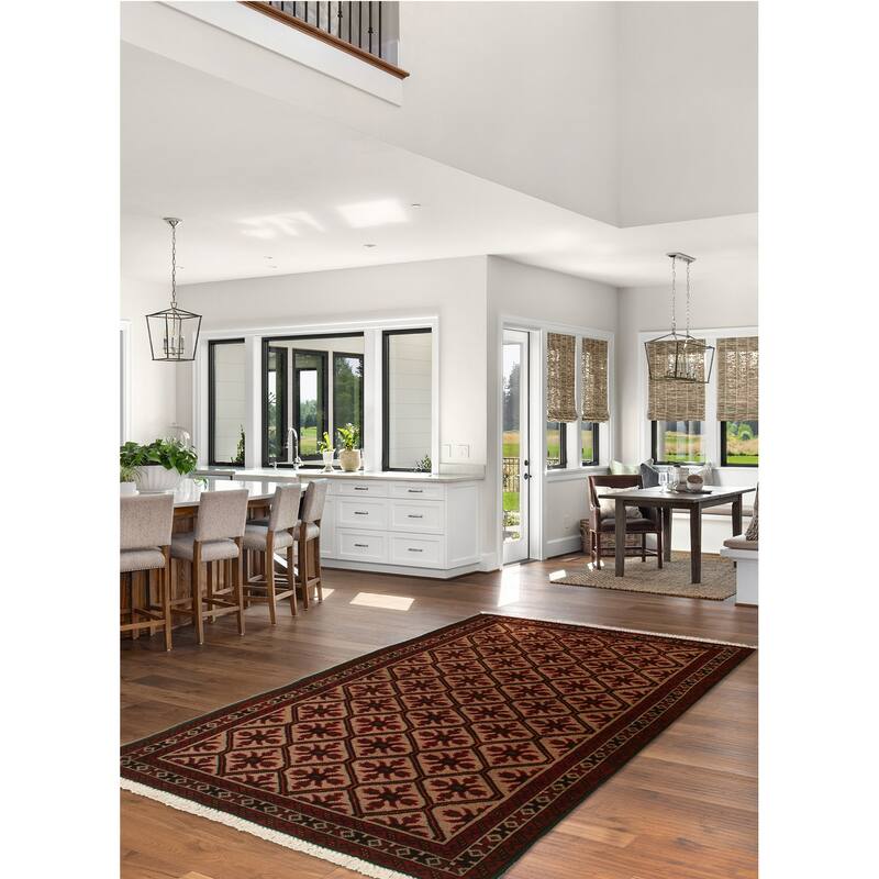 Hand-knotted Rizbaft Tan Wool Rug - 3'3 x 5'11/3'3" x 5'11"