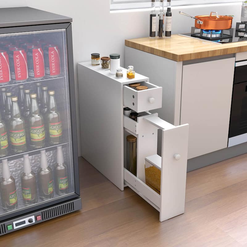 Costway Bathroom Floor Cabinet Toilet Narrow Storage Organizer with