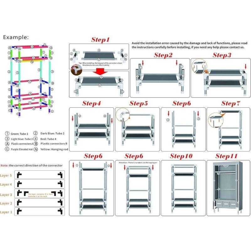 1PC Portable Wardrobe 67×35.4×17.7in - Rolling Door,Hanging Rack